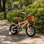 VOLTUS 16 Inch Kids Bike with Training Wheels, Front Basket & Adjustable Seat for Beginner Riders - Pink