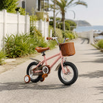 VOLTUS 16 Inch Kids Bike with Training Wheels, Front Basket & Adjustable Seat for Beginner Riders - Pink