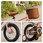 VOLTUS 16 Inch Kids Bike with Training Wheels, Front Basket & Adjustable Seat for Beginner Riders - Pink