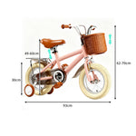 VOLTUS Kids Bike with Training Wheels, Woven Basket & Rear Rack for Beginner Riders - Blush Pink
