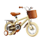 VOLTUS Kids Bike with Training Wheels, Woven Basket & Rear Rack for Beginner Riders - Yellow