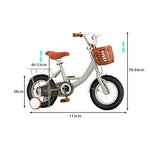 VOLTUS 16 Inch Kids Bike with Training Wheels, Front Basket & Adjustable Seat for Beginner Riders -Grey, Black Tyres
