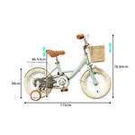 VOLTUS 16 Inch Kids Bike with Training Wheels, Front Basket & Adjustable Seat for Beginner Riders - Grey, Beige Tyres
