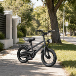 VOLTUS X7 Kids Bike with Headlight, Rear Rack & Full Chain Guard for Beginner Riders - Knight Grey