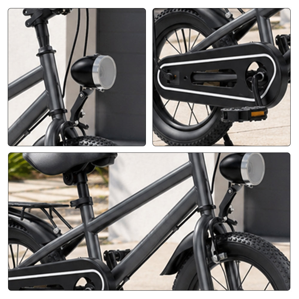 VOLTUS X7 Kids Bike with Headlight, Rear Rack & Full Chain Guard for Beginner Riders - Knight Grey