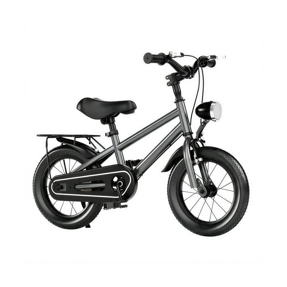 VOLTUS X7 Kids Bike with Headlight, Rear Rack & Full Chain Guard for Beginner Riders - Knight Grey