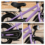 VOLTUS X7 Kids Bike with Headlight, Rear Rack & Full Chain Guard for Beginner Riders - Purple