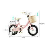 VOLTUS Little Moments Kids Bike with Training Wheels, Woven Basket & Rear Rack for Beginner Riders - Foam Pink, Black Tyres