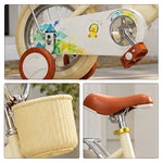 VOLTUS Kids Bike with Training Wheels, Woven Basket & Rear Rack for Beginner Riders - Little Duck, Wheat Yellow