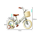 VOLTUS Kids Bike with Training Wheels, Woven Basket & Rear Rack for Beginner Riders - Little Duck, Grey
