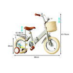 VOLTUS Kids Bike with Training Wheels, Woven Basket & Rear Rack for Beginner Riders - Little Duck, Grey