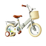 VOLTUS Kids Bike with Training Wheels, Woven Basket & Rear Rack for Beginner Riders - Little Duck, Grey