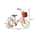 VOLTUS Foldable Kids Bike with Training Wheels, Front Basket & Rear Rack for Beginner Riders - Blush Pink, Cream Tyres