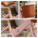 VOLTUS Foldable Kids Bike with Training Wheels, Front Basket & Rear Rack for Beginner Riders - Blush Pink, Cream Tyres