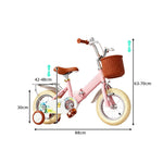 VOLTUS Foldable Kids Bike with Training Wheels, Front Basket & Rear Rack for Beginner Riders - Blush Pink, Cream Tyres