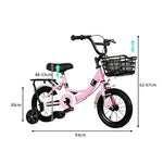 VOLTUS Kids Bicycle with Training Wheels Front Basket and Rear Rack for Beginner Riders - Pink
