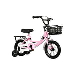 VOLTUS Kids Bicycle with Training Wheels Front Basket and Rear Rack for Beginner Riders - Pink