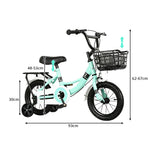 VOLTUS Kids Bicycle with Training Wheels Front Basket and Rear Rack for Beginner Riders - Green