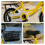 VOLTUS Kids Bicycle with Training Wheels Front Basket and Rear Rack for Beginner Riders - Yellow