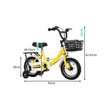 VOLTUS Kids Bicycle with Training Wheels Front Basket and Rear Rack for Beginner Riders - Yellow