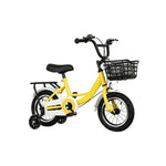 VOLTUS Kids Bicycle with Training Wheels Front Basket and Rear Rack for Beginner Riders - Yellow