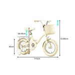 VOLTUS Vintage Kids Bicycle with Training Wheels Front Basket and Rear Rack for Beginner Riders - Cream
