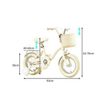 VOLTUS Vintage Kids Bicycle with Training Wheels Front Basket and Rear Rack for Beginner Riders - Cream