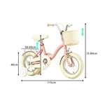 VOLTUS Vintage Kids Bicycle with Training Wheels Front Basket and Rear Rack for Beginner Riders - Pink