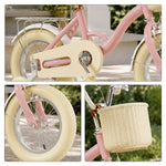 VOLTUS Vintage Kids Bicycle with Training Wheels Front Basket and Rear Rack for Beginner Riders - Pink