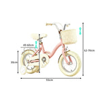 VOLTUS Vintage Kids Bicycle with Training Wheels Front Basket and Rear Rack for Beginner Riders - Pink