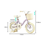 VOLTUS Vintage Kids Bicycle with Training Wheels Front Basket and Rear Rack for Beginner Riders - Purple
