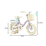 VOLTUS Vintage Kids Bicycle with Training Wheels Front Basket and Rear Rack for Beginner Riders - Purple