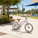 VOLTUS Vintage Kids Bicycle with Training Wheels Low-Step Frame for Beginners - Pink