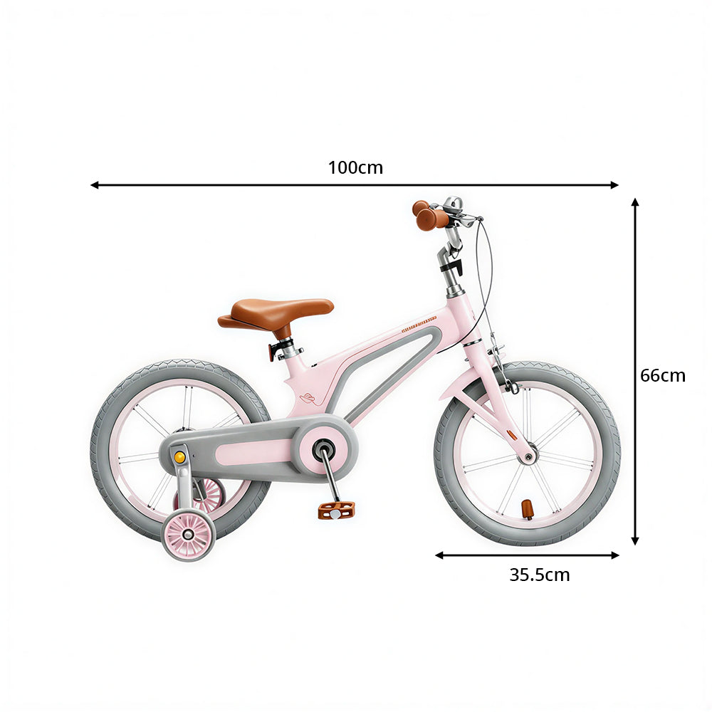 VOLTUS Vintage Kids Bicycle with Training Wheels Low-Step Frame for Beginners - Pink