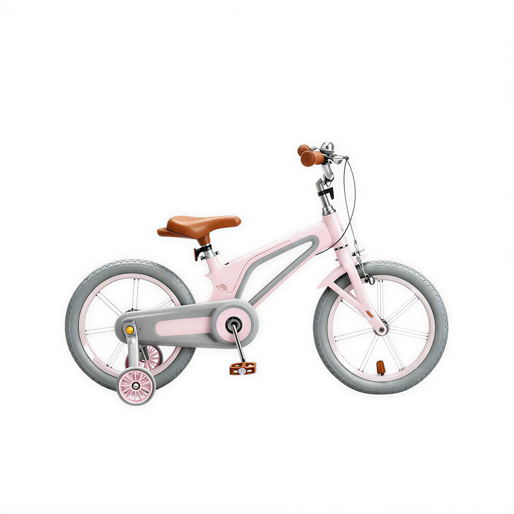 VOLTUS Vintage Kids Bicycle with Training Wheels Low-Step Frame for Beginners - Pink
