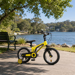 VOLTUS Vintage Kids Bicycle with Training Wheels Low-Step Frame for Beginners - Yellow