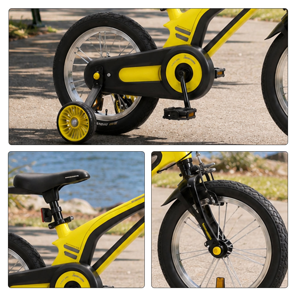 VOLTUS Vintage Kids Bicycle with Training Wheels Low-Step Frame for Beginners - Yellow