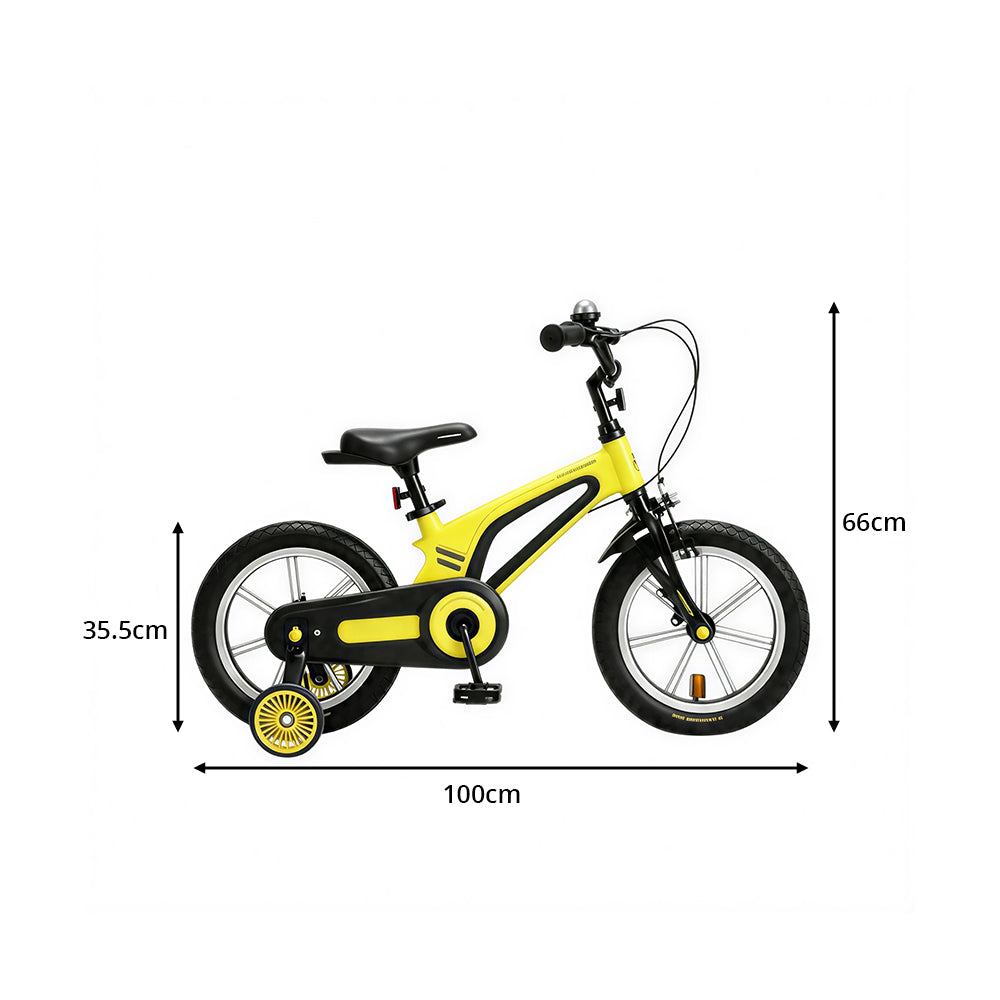 VOLTUS Vintage Kids Bicycle with Training Wheels Low-Step Frame for Beginners - Yellow