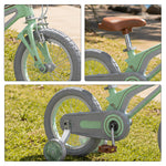 VOLTUS Vintage Kids Bicycle with Training Wheels Low-Step Frame for Beginners - Green