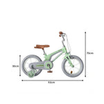 VOLTUS Vintage Kids Bicycle with Training Wheels Low-Step Frame for Beginners - Green