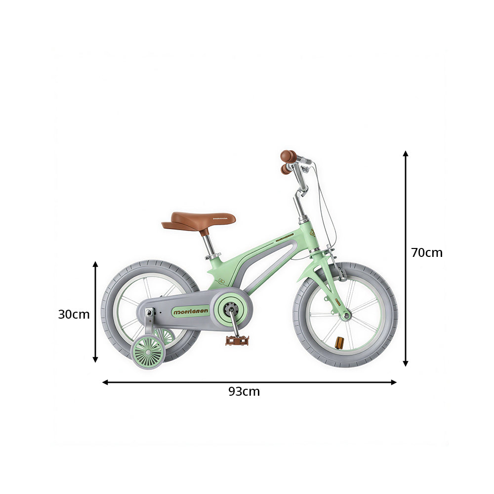 VOLTUS Vintage Kids Bicycle with Training Wheels Low-Step Frame for Beginners - Green