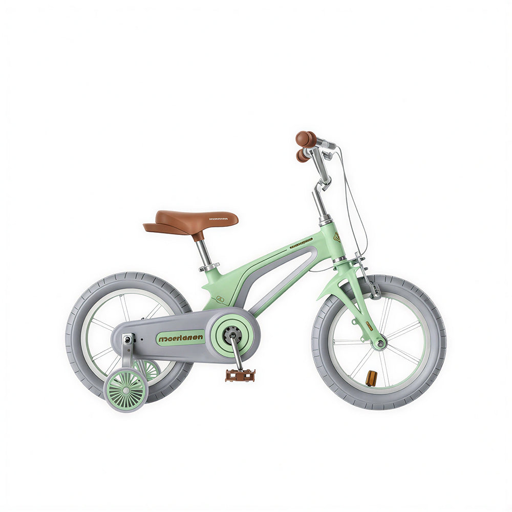 VOLTUS Vintage Kids Bicycle with Training Wheels Low-Step Frame for Beginners - Green