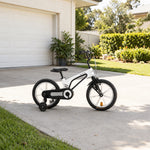VOLTUS Vintage Kids Bicycle with Training Wheels Low-Step Frame for Beginners - White