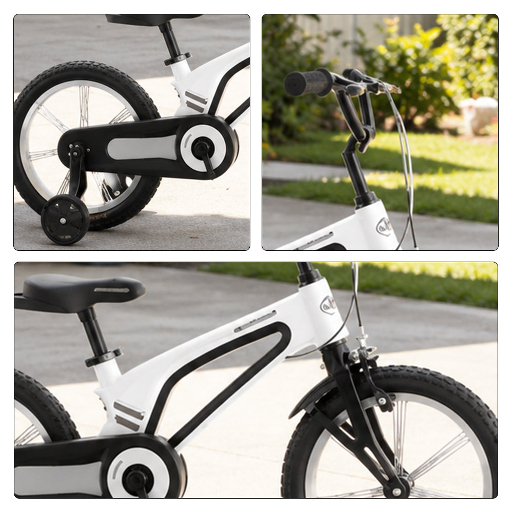 VOLTUS Vintage Kids Bicycle with Training Wheels Low-Step Frame for Beginners - White