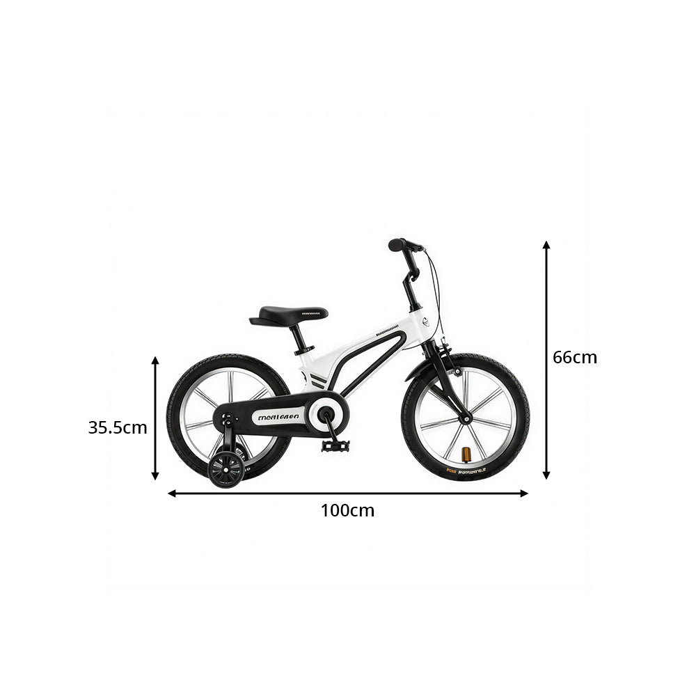 VOLTUS Vintage Kids Bicycle with Training Wheels Low-Step Frame for Beginners - White