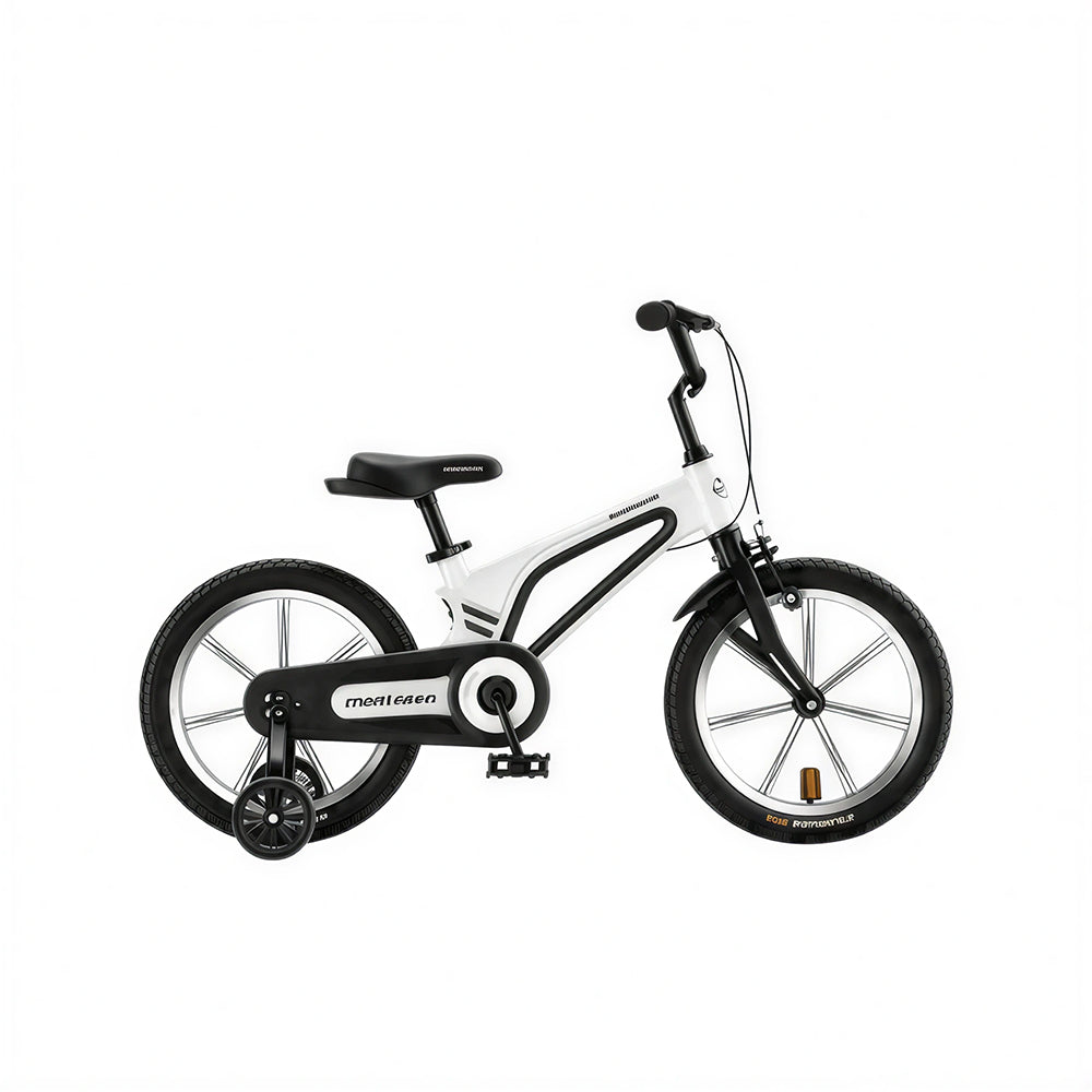 VOLTUS Vintage Kids Bicycle with Training Wheels Low-Step Frame for Beginners - White