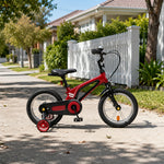 VOLTUS Vintage Kids Bicycle with Training Wheels Low-Step Frame for Beginners - Red