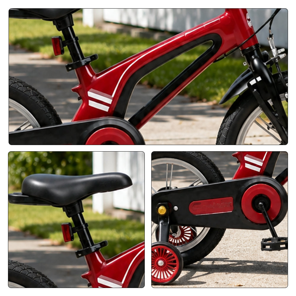 VOLTUS Vintage Kids Bicycle with Training Wheels Low-Step Frame for Beginners - Red