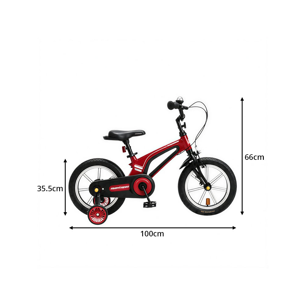 VOLTUS Vintage Kids Bicycle with Training Wheels Low-Step Frame for Beginners - Red