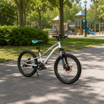 VOLTUS Kids Mountain Bike with Dual Suspension Disc Brakes and Gear Shift for Outdoor Riding - White